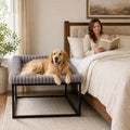 Adjustable Bedside Dog Bed for Large Dogs, Elevated Co-Sleeper Dog Bed with Reinforced Metal Frame, Thick Supportive Cushion Mattress & Washable Cover, Dog Bedside Sleeper for Dogs & Cats