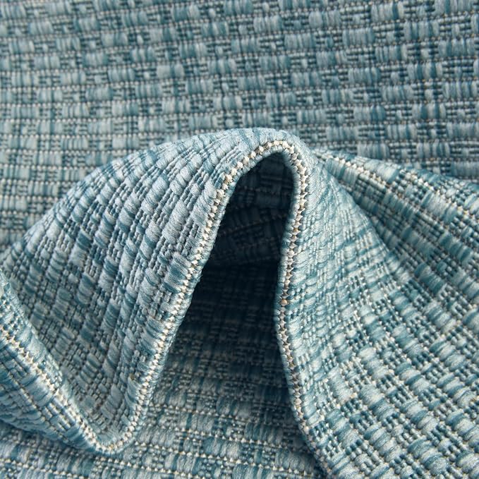 Unique Loom Collection Casual Transitional Solid Heathered Indoor/Outdoor Flatweave Area Rug (13' Square, Aquamarine/Ivory)