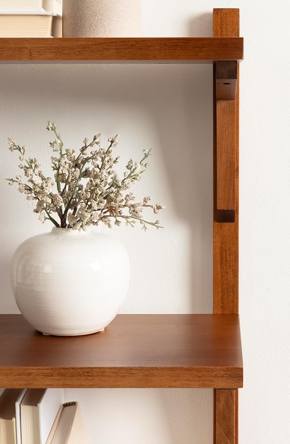 Kate and Laurel Meridien Modern Three-Tier Wooden Shelves, 18 x 9 x 32, Walnut Brown, Stunning Tiered Wall Shelf for Storage and Display as Cute Nursery Shelving or Over-the Toilet Storage