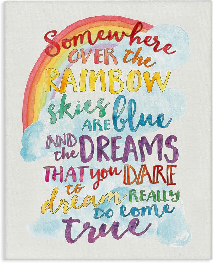 Stupell Industries 'Somewhere Over the Rainbow with Rainbow', Canvas Art, 30 x 40 Inches, Easy to Hang and Sturdy, Made in USA, by Erica Billups