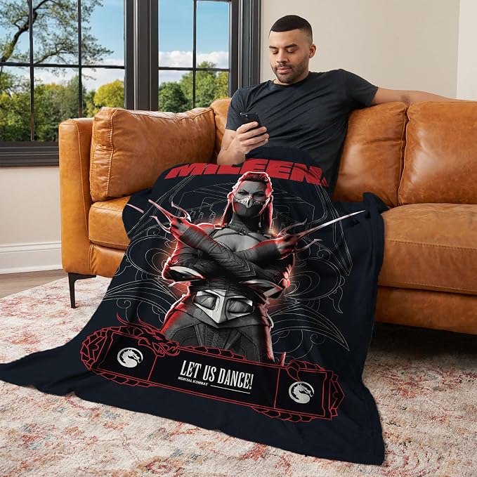 Mortal Kombat Silk Touch Throw Blanket – Mileena Let Us Dance, Ultra-Soft Fleece, Plush & Lightweight, 50 x 60