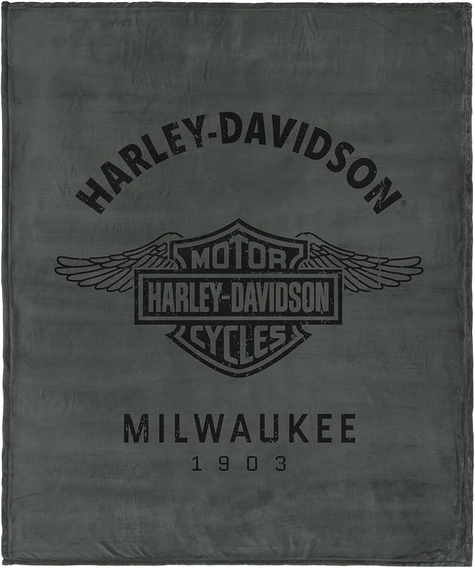 Northwest Harley-Davidson Muted Wings Silk Touch Throw Blanket, 46 x 60 in | 100% Polyester, Velvety Feel, Lightweight Warmth, Couch Bed Chair Lounging, Giftable Indoor Comfort