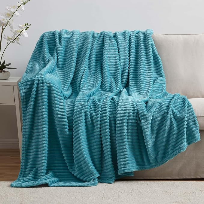 Nestl Blue Throw Blanket for Couch - Cozy Warm Fuzzy Blankets for Women, Plush Small Fleece Throws for Girls - Teal Blue, 50 x 60 Inches