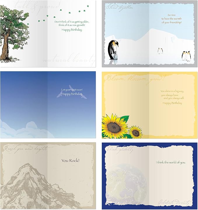 Advice From Nature Friends Family Greeting Card Set Birthday, 12 Pack | Animal Birth Day and Friendship Cards, Printed in the USA on Replanted Cardstock