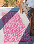 Unique Loom Outdoor Trellis Collection Area Rug - Tribal Trellis (2' x 6' 1" Runner, Fuschia/ Gray)