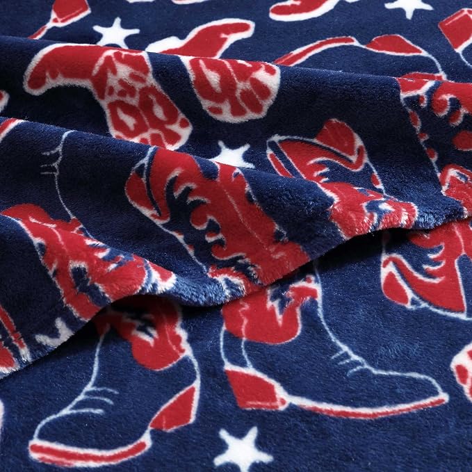 Wrangler - Blanket, Super Soft Plush Bedding, Yellowstone Inspired Throw Blanket for Couch or Bed (Knocking Boots Blue, 50" x 70")