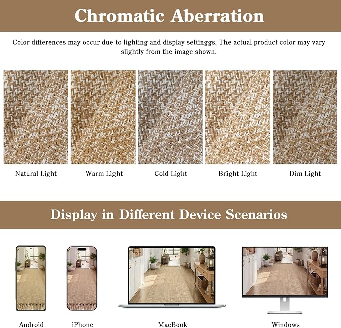 Collive 3' x 5' Indoor Outdoor Porch Rug, Modern Farmhouse Entryway Rug Boho Front Door Mat, Tan Hand-Woven Washable Kitchen Rugs for Patio Bedside Nursery Decor