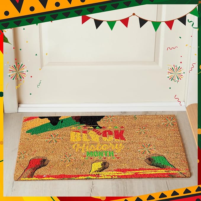 Ceenna Juneteenth Coir Doormat African American Non Slip Welcome Door Mat 16" x 27.5", Juneteenth Holiday Black Pride Rug Decorative Front Door Mat for Porch Indoor Outdoor Decor Gifts