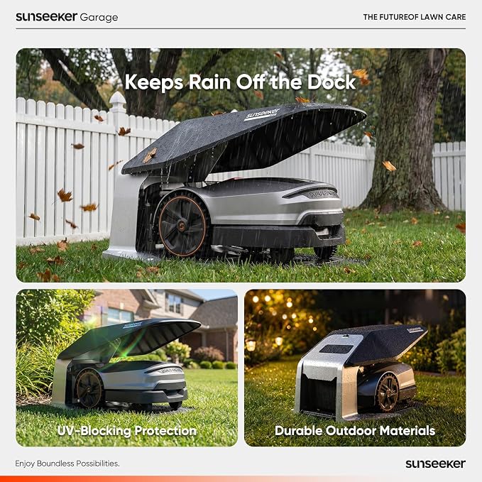 Sunseeker X3 Plus Robot Lawn Mower Garage, All-Weather Protective Cover, UV & Rain Shelter for Charging Station, Durable PP, Easy Tool-Free Setup, No Signal Interference