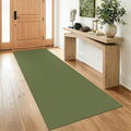 IOHOUZE Washable Runner Rug 3x8 Non Slip Rubber Backed Wide Hallway Runner Entryway Runner Indoor, Kitchen Rugs Woven Floor Carpet for Hall Entrance Bedroom, Olive Green/Earthy Green