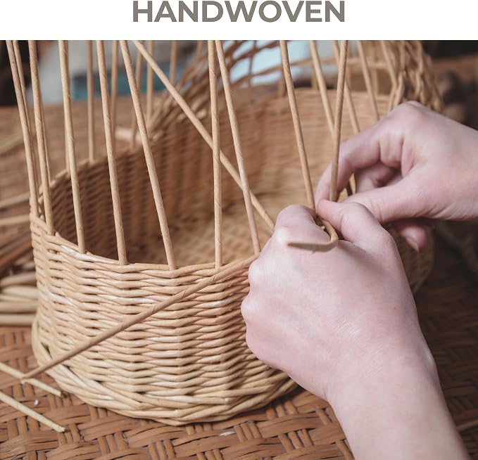 GRANNY SAYS Wicker Baskets for Organizing, Storage Basket for Shelves, Shelf Baskets with Handles, Waterproof Woven Basket for Living Room, Rectangular Baskets for Entryway, 2-Pack