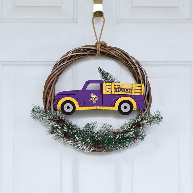 FOCO NFL Unisex-Adult NFL Team Logo Holiday Wreath with Truck