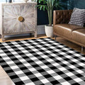 SEEKSEE Buffalo Plaid Rug 5' x 8' Black and White Area Rug, Washable Cotton Indoor Living Room Kitchen Dining Room Home Office Layering Rug Outdoor Patio Entryway Decor
