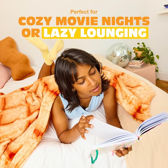 Cozy Concepts Co. Waffle Blanket by Relatable, Breakfast Throw Blanket | Back to School Gift or Dorm Decor for Teens, 65” Soft Fleece Blanket