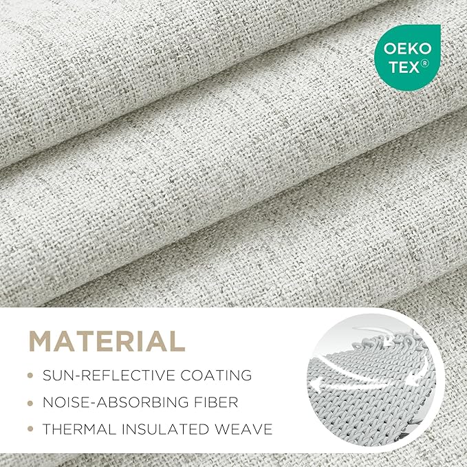Joydeco Blackout Curtains for Bedroom - 120 Inch Long 100% Light Blocking 2 Panels Set White Drapes, Thermal Insulated Room Darkening Curtains, Linen Textured for Living Room, Rod Pocket & Back Tabs