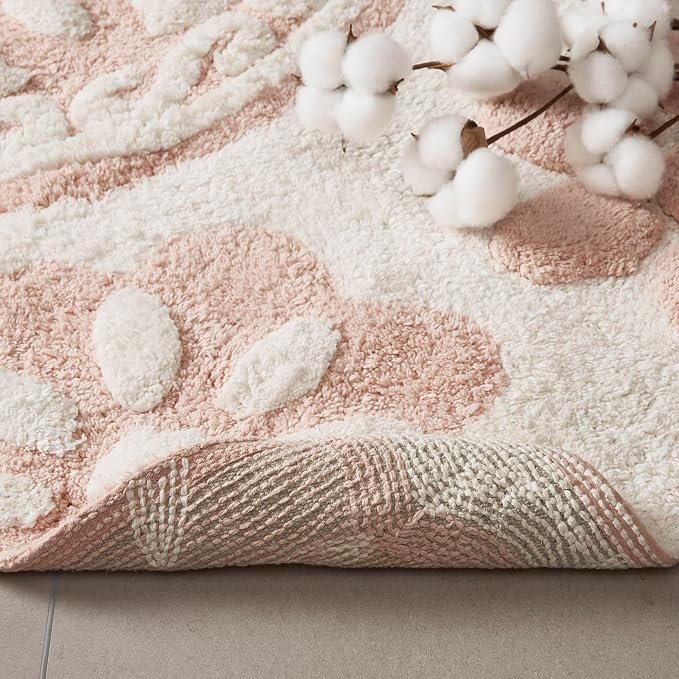 Madison Park Casablanca Tufted Cotton Bath Rug Non-Slip, 20 x 30, Pink | Luxurious Plush Bath Mat, Quick Dry, Soft, Machine Washable, Floral Pattern, Absorbent, Plush, OEKO-TEX, for Bathroom