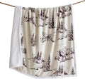 Paseo Road Indigo Hill by HiEnd Accents White Pine 54x68 Throw Blanket | Pine Tree Nature Mountain Print with Bear, Deer, and Elk, Western Cabin Lodge Rustic-Style Fleece Blanket for Camping