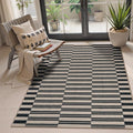 Lahome Striped Easy Jute Outdoor Patio Rug, 3x5 Washable Rugs for Porch | Indoor Living Room Area Rugs Non Slip Black, Modern Farmhouse Neutral Carpet for Entryway Backyard Bedroom Rv
