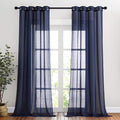 NICETOWN Linen Sheer Living Room Curtains 90 inch Long, Privacy Chic Semi Sheer by NICETOWN