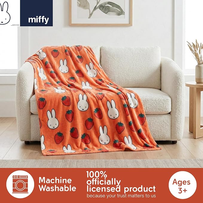 Miffy Throw Blanket 60 in x 46 in – Soft Cozy Plush for Couch, Bed & Travel, Collectible Gift (Officially Licensed Product) by Franco Collectibles®