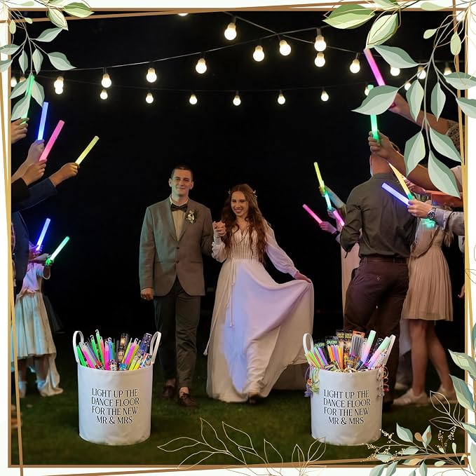Yungyan 2 Pcs Wedding Baskets with Handles 12 Inch White Large Glow Sticks Storage Baskets for Glow Sticks Flowers Flip Flops Trug for Wedding Picnics Decoration Party Favors Gift Garden