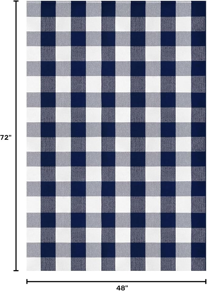 KOZYFLY Buffalo Plaid Area Rug 4x6 Ft Checkered Rug Washable Cotton Outdoor Rugs for Bedroom Blue and White Front Door Mat Carpet for Front Porch Living Room Dining Room Kitchen