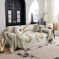 MYSKY HOME Couch Cover for 3 Cushion Sofa, Super Soft Boho Couch Covers for Dogs Washable, Jacquard Slipcover Furniture Protector for Living Room, 91" x 118", Khaki Curve