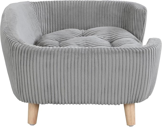Christopher Knight Home Elroy Orthopedic Dog Bed, Elevated Dog Sofa Bed for Small Dog, Supportive Foam Pet Couch Bed with Wooden Legs, Modern Pet Sofa Bed, Gray