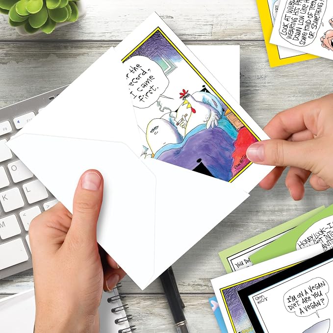 NobleWorks - 36 Assorted Funny Birthday Cards Bulk Box Set with Envelopes (36 Designs, 1 Each) engaging Mixed Humor Greeting Card Pack for Men & Women - McCoy Bros. Merriment AC7742BDG-B1x36