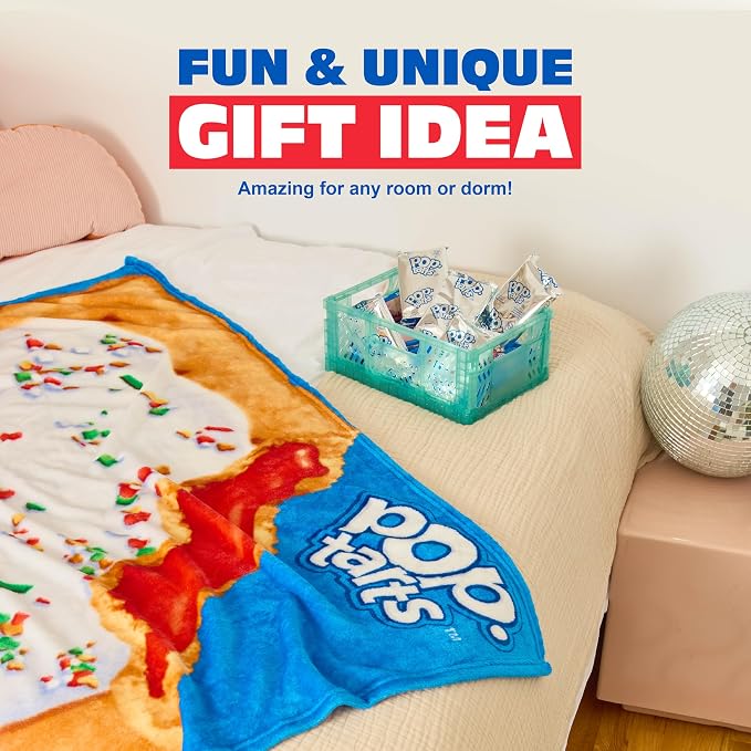 Pop-Tarts™ Cozy Concepts Co. Throw Blanket by Relatable, Looks Like a Giant Strawberry Pop-Tart® to Wrap Yourself Up, Perfect Gag Gift or Teen Girl Room Decor, 60” Cozy Soft Blanket