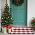 Buffalo Plaid Area Rug, Checkered Rug 3x5 Ft, Red and White Rug, Washable Cotton Mat for Front Porch, Entryway, Kitchen, Living Room, Christmas Decor