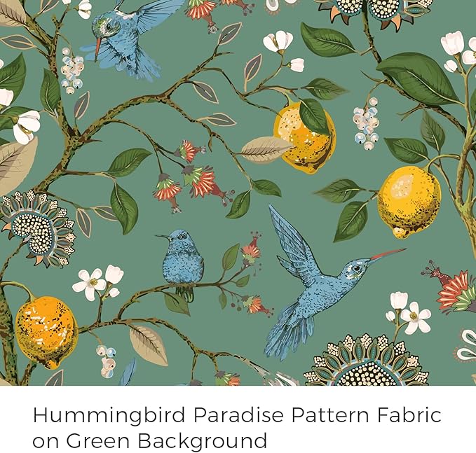 Extra Long 108 Inches Curtains for Large Window Funky Sage Green Tall Light Blocking Fun Floral Hummingbird Leaf Flower Jungle Forest Fancy Grommet Microfiber Lined High Ceiling Curtains 2 Panels 9FT