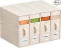 Cotton Linen Sheet Organizers and Storage, 4Pack Off-White | Undyed Natural Cotton Linen Fabric, Fits King and Queen Sheet Sets, Clear Window with Label Slot, Sturdy Foldable Organizer
