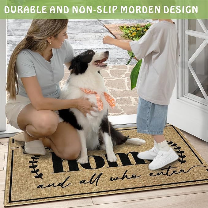 Door Mat Home Mats for Front Door Indoor Outdoor Entrance Welcome Mats with Non-Slip Backing God Bless Mat for Family Housewarming Gifts Durable Porch Hallway Floor Rugs Home Decoration 16.9"x29.9"