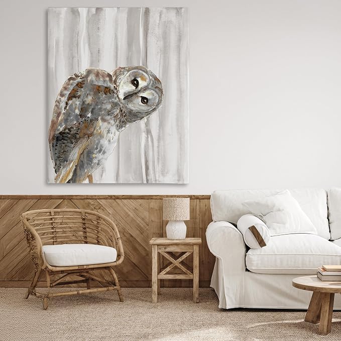 Stupell Industries Peeking Owl Gaze Woodland, 36 x 48 Inch Canvas Wall Art | Stupell Industries · By Patti Mann · Ready to hang · Printed in Johnston · Rhode Island · Made in USA