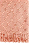 BOURINA Orange Throw Blanket 50x60 Inches Throw Textured Solid Soft Sofa Couch Decorative Knit Blanket