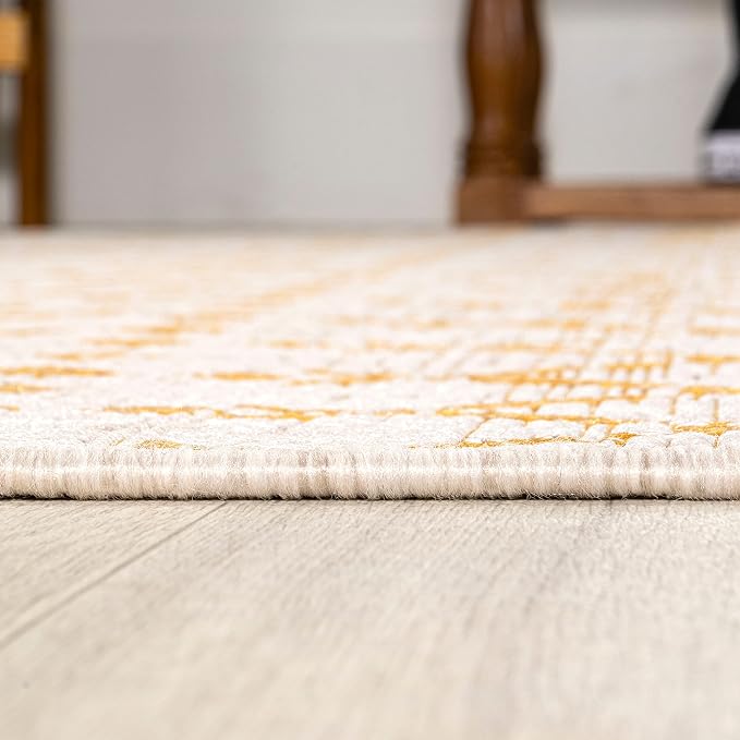 JONATHAN Y Moroccan Geometric Indoor Outdoor Area Rug 3X5 Cream/Yellow, Ourika Textured Weave for Backyard, Patio, Porch, Easy-Cleaning, High Traffic, Pet-Friendly, Non-Shedding (SMB108J-3)