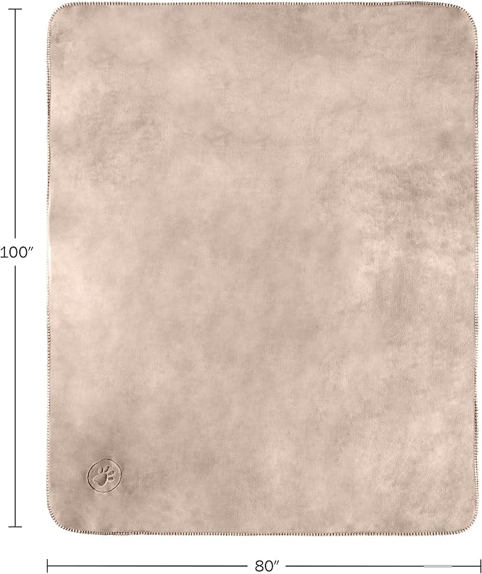 PETMAKER Dog Blanket, Tan, 80” x 100” | Reversible Sherpa Blanket - Throws for Bed, Couch, Crate, or Car - Machine Washable Puppy Essentials