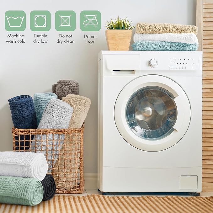 Madison Park Splendor Reversible 100% Cotton Bath Runner, 24 x 60, Green | Tufted Bathroom Rug, 3000 GSM, Hotel Quality, Luxurious Plush, Medium Pile, Absorbent, Quick Dry, OEKO-TEX, Shower Room Décor