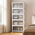 SAILUN 580Qt Stackable Storage Bins,Storage Cabinet Drawer with a Lid,White | Stackable storage drawers with lids, 26" W x 17" D x 71" H, featuring open-front access for clothes and closet storage.