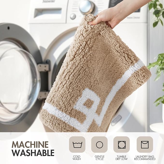 Madison Park Evan 100% Cotton Bath Rug Plush Absorbent, 24" x 40", Taupe | Non-slip Backing, OEKO TEX, Luxurious Tufted Plush Bath Mat for Bathroom, Quick Dry, Spa Design Decorative for Shower Room