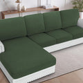 H.VERSAILTEX Sectional Couch Covers 1 Piece Chaise Slipcover L Shape Separate Cushion Couch Cover for Both Left/Right Sectional Couch (Seat Only: 1 Chaises, Bronze Green)