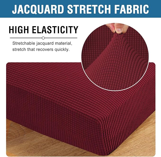 H.VERSAILTEX Super Stretch Stylish Cushions Covers/Furniture Cover Spandex Jacquard Small Checked Pattern Super Soft Slipcover Washable Individual
