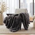 Madison Park Vivienne Faux Fur Throw Blanket Velvet, 50 x 60, Grey | Cozy Warmth for Sofa or Bed, Reversible, Lightweight, OEKO-TEX Certified