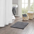 Madison Park Lasso Cotton Bath Rug Non-Slip Absorbent, 17 x 24, Charcoal | Quick Dry, Soft Pile, Machine Washable, OEKO-TEX Certified