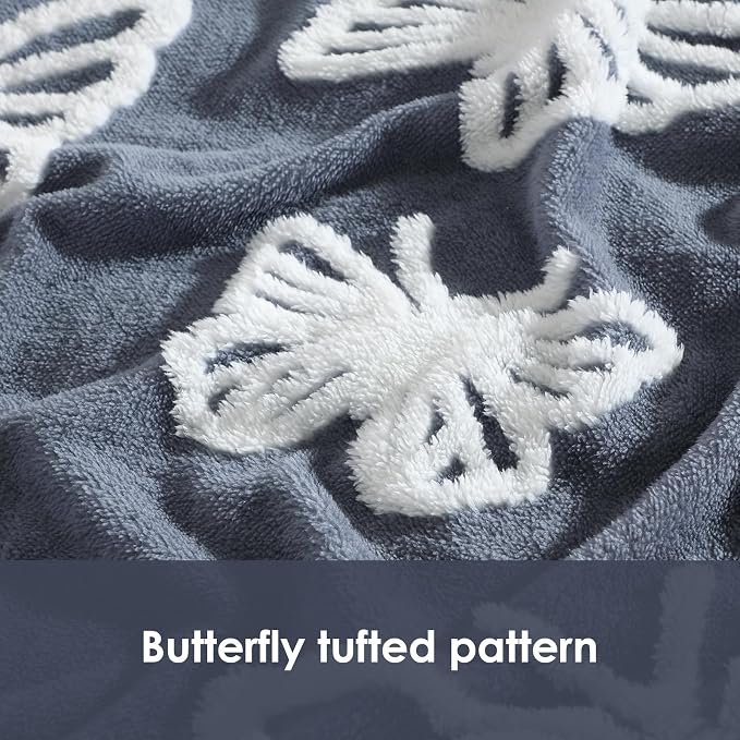 ClevaHome Super Soft Butterfly Pattern Throw Blanket - Ultra Cozy Warmth, Plush Fleece for All Seasons, Decorative and Comfortable, 108x90 inches