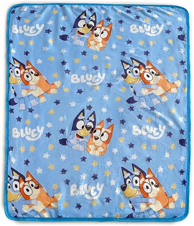 Northwest Bluey Silk Touch Sherpa Throw Blanket, 40" x 50", Happy Times