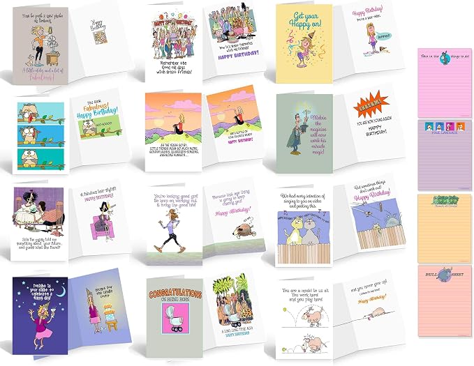Funny Gift Set of Notepads & Greeting Cards - Office Gifts - Funny Notepads- Funny Birthday Cards