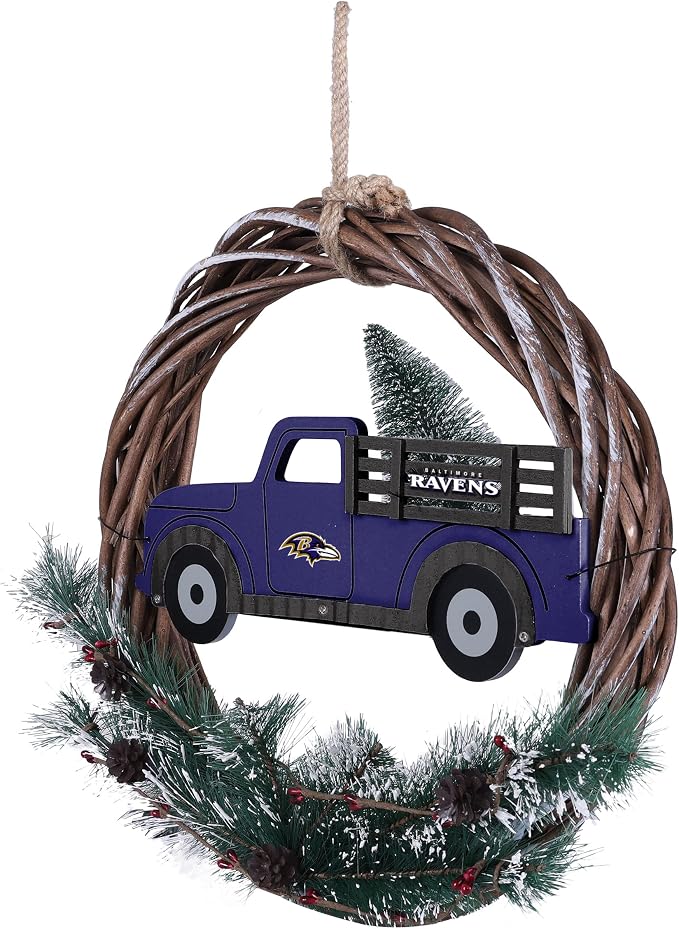 FOCO NFL Unisex-Adult NFL Team Logo Holiday Wreath with Truck