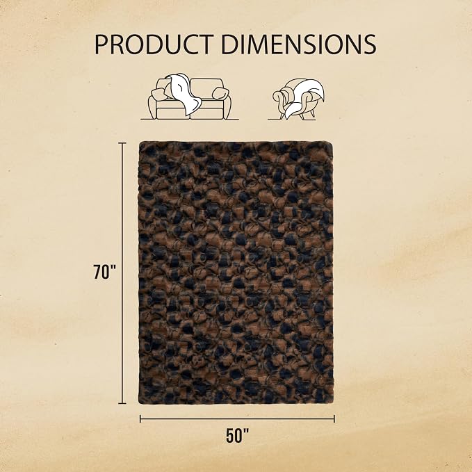 Nine West Faux Fur Throw Blanket, 50"x70", Cacao Nibs Brown